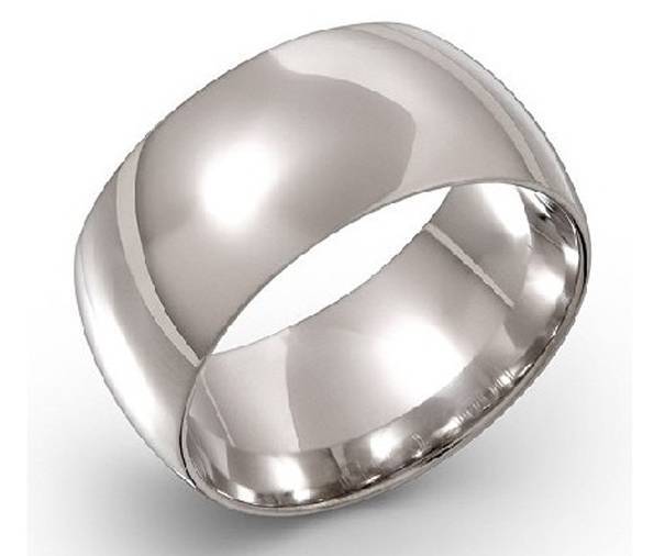 Кольцо из серебра широкое гладкое, классической выпуклой формы 10мм 