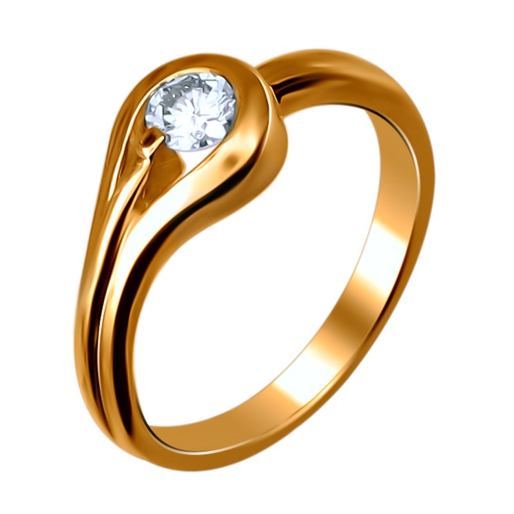 Кольцо из желтого золота c бриллиантом 32к640459 фото