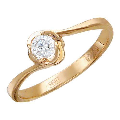 Кольцо из красного золота c бриллиантом 01К615759 фото