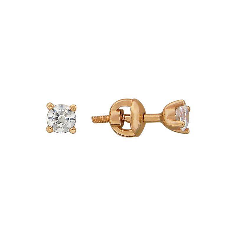 Серьги из красного золота c фианитом 