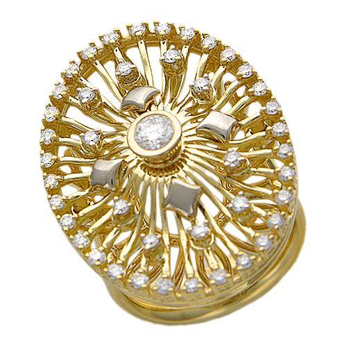 Кольцо из комбинированного золота c бриллиантом 01К685484 фото
