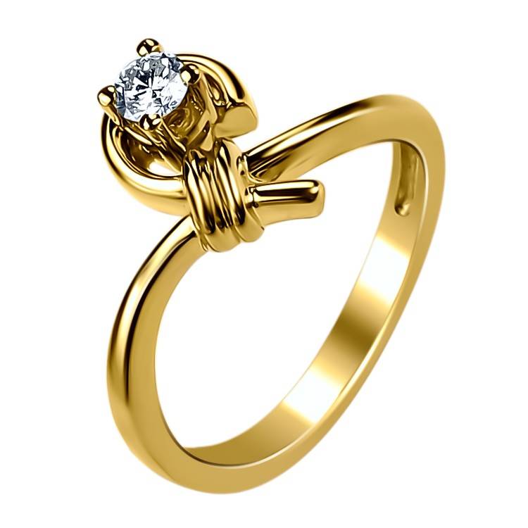 Кольцо из комбинированного золота c бриллиантом 32К680430 фото