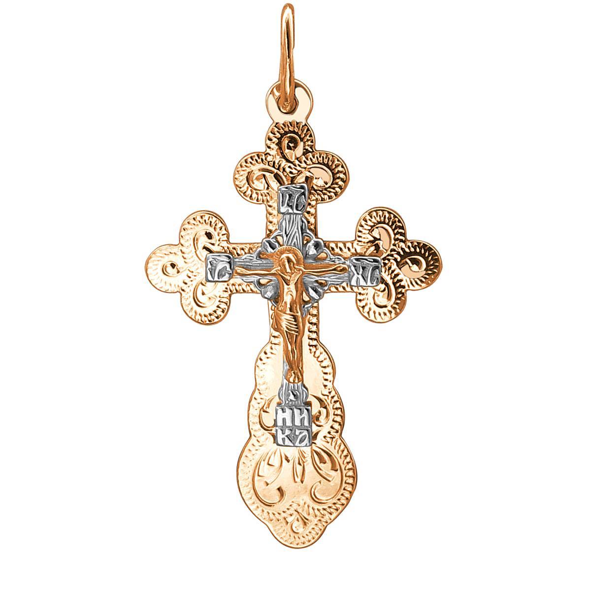 Крест из комбинированного золота 