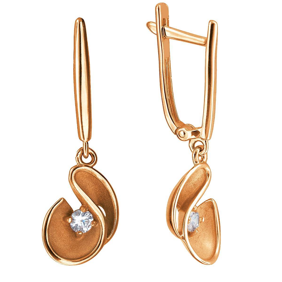 Серьги из красного золота c фианитом 