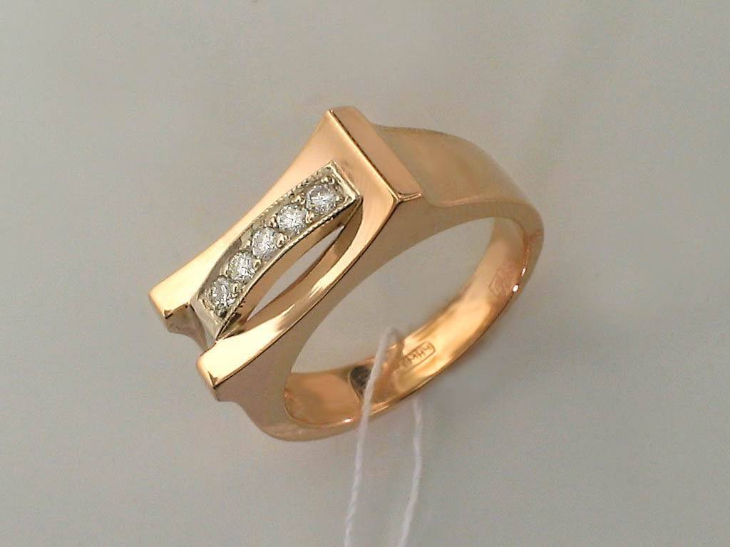 Кольцо из комбинированного золота c бриллиантом 01К662058 фото