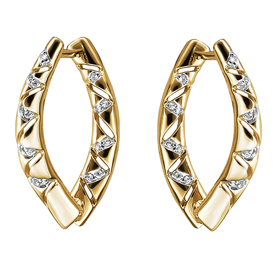 Серьги из желтого золота c фианитом 