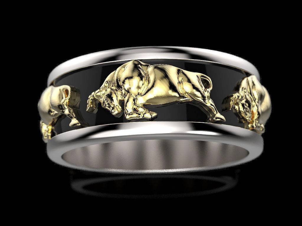 Обручальное кольцо с быками 