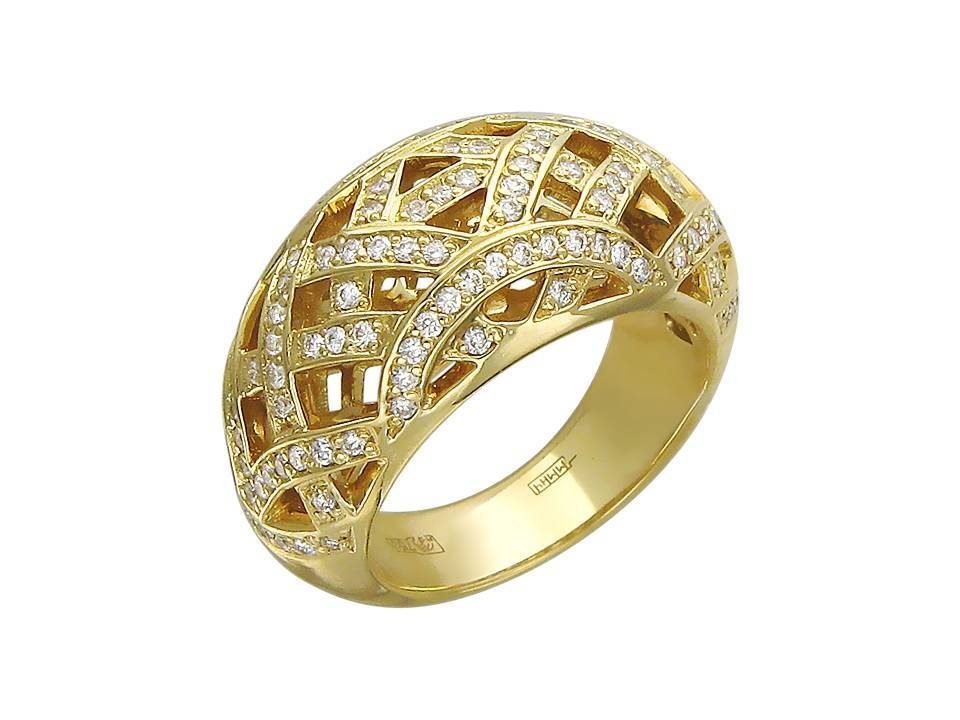 Кольцо из желтого золота c бриллиантом 01К643911 фото