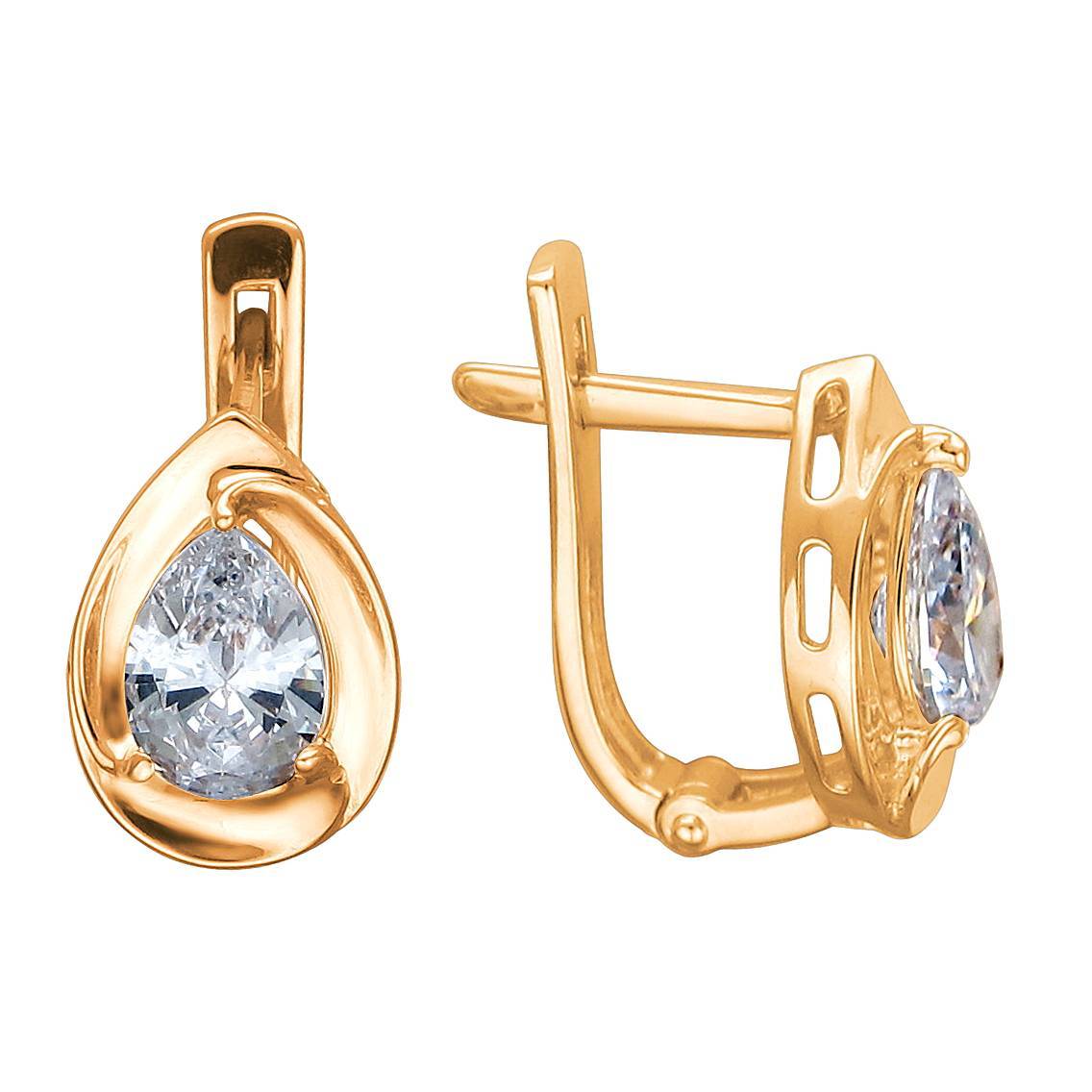 Серьги из красного золота c фианитом 