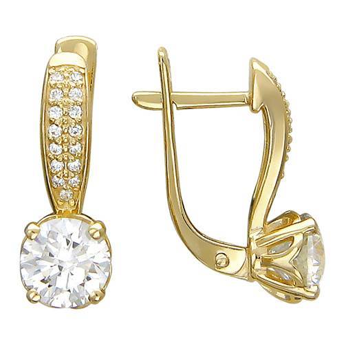 Серьги из желтого золота c фианитом 