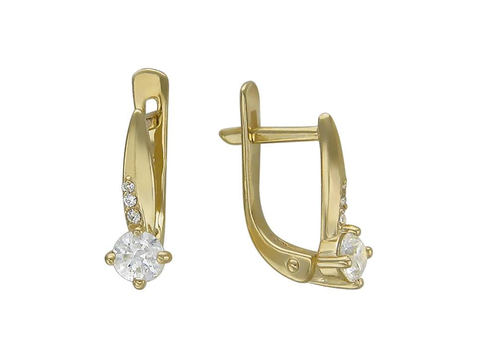Серьги из желтого золота c фианитом 