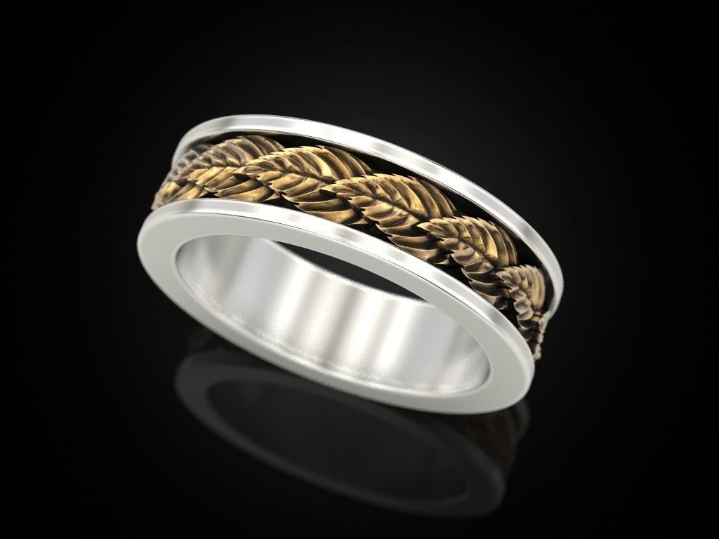 Обручальное кольцо осенние листья. 