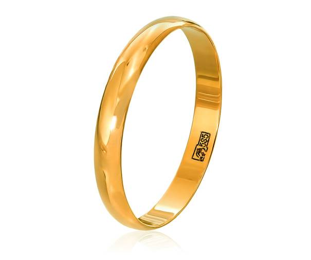 Классическое обручальное кольцо из жёлтого золота ширина 3 мм 