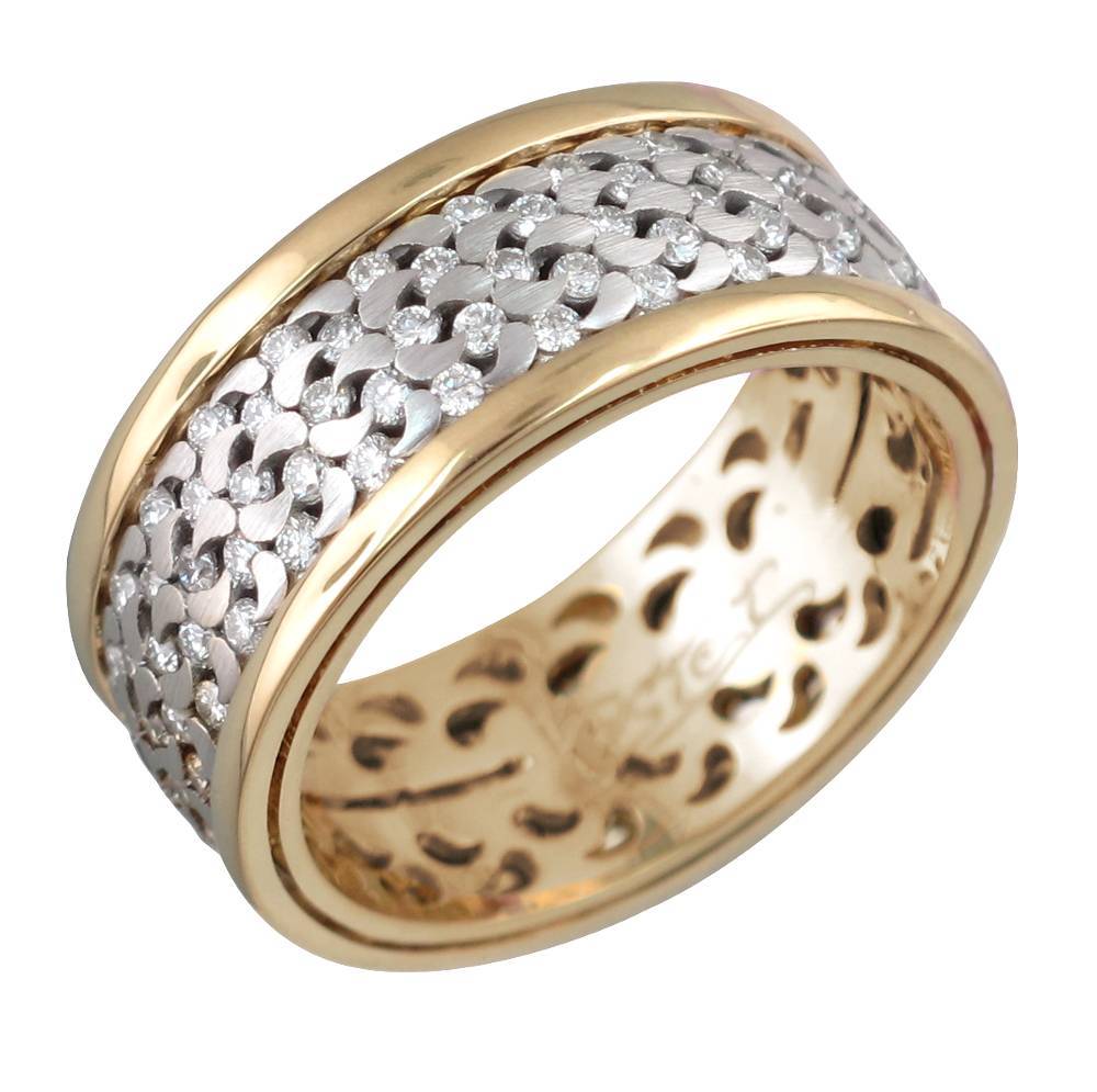 Обручальные кольца крутящиеся из комбинированного золота c бриллиантом 