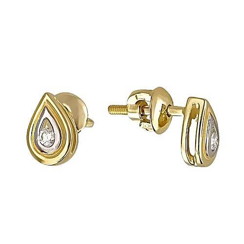 Серьги из желтого золота c фианитом 
