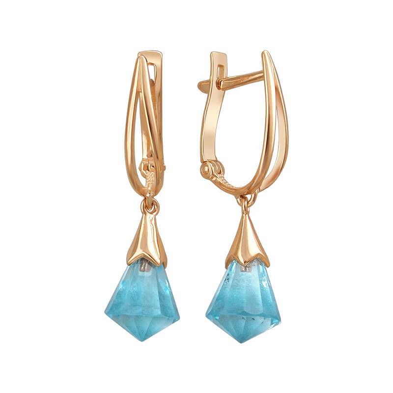 Серьги из красного золота c топазом 