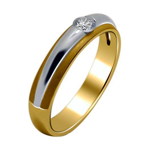 Кольцо из комбинированного золота c бриллиантом 32К660025 фото