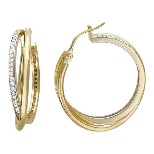 Серьги конго из желтого золота c фианитом 