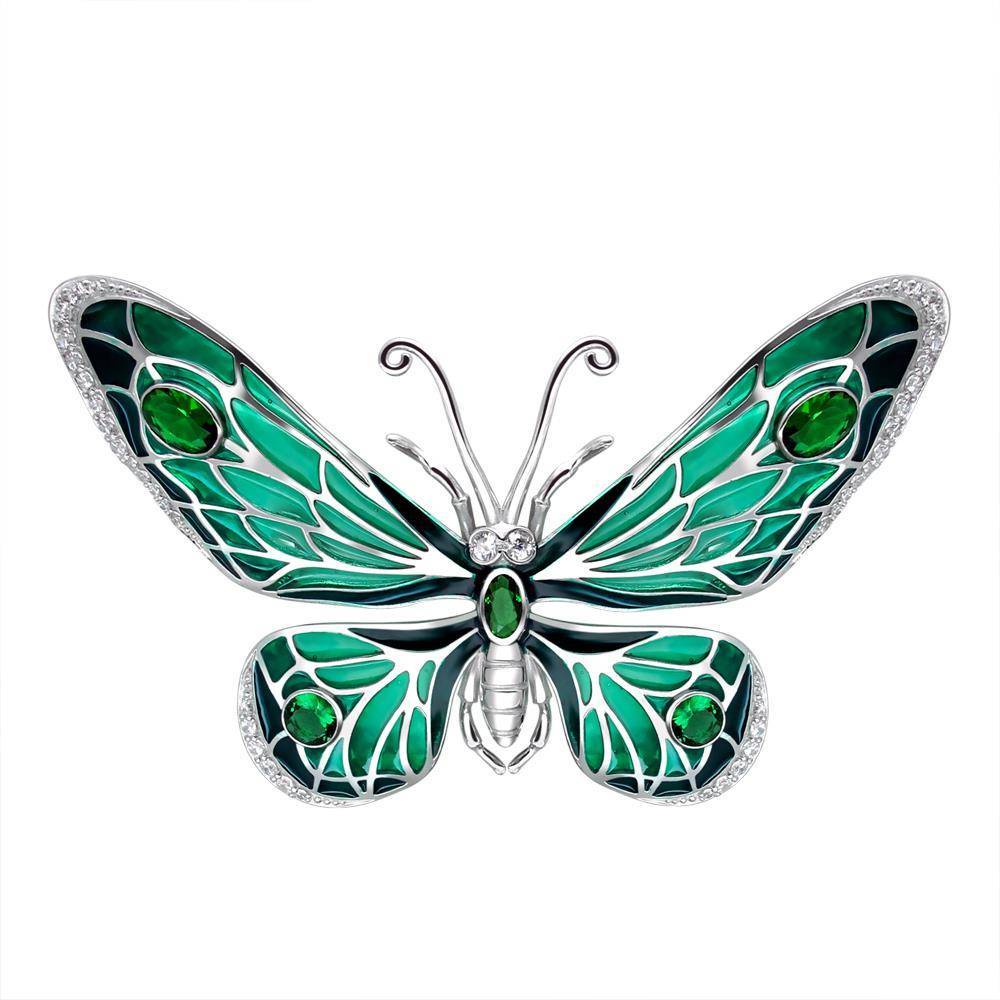 Брошь "Зеленая бабочка" Б19Ш251078 фото