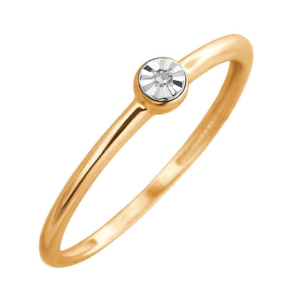 Кольцо из комбинированного золота c бриллиантом 01К6612257 фото