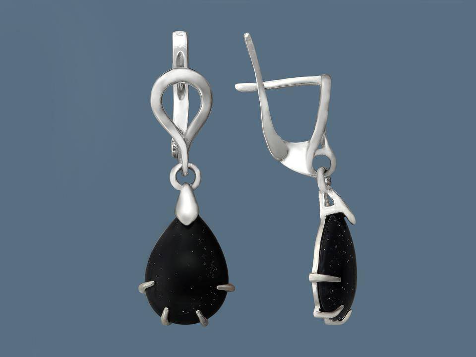 Серьги из серебра c агатом 