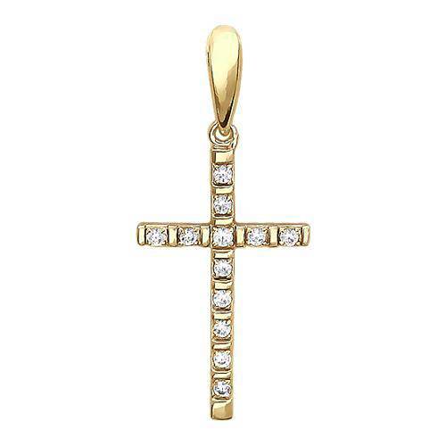 Крест из желтого золота c фианитом 