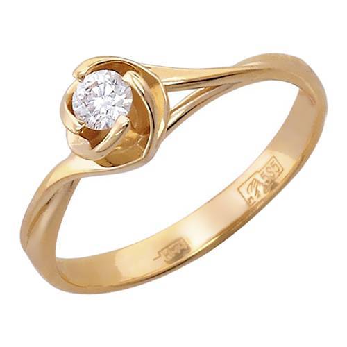 Кольцо из красного золота c бриллиантом 01К615762 фото