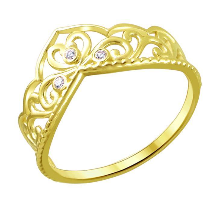 Кольцо из желтого золота c фианитом 01К139712 фото