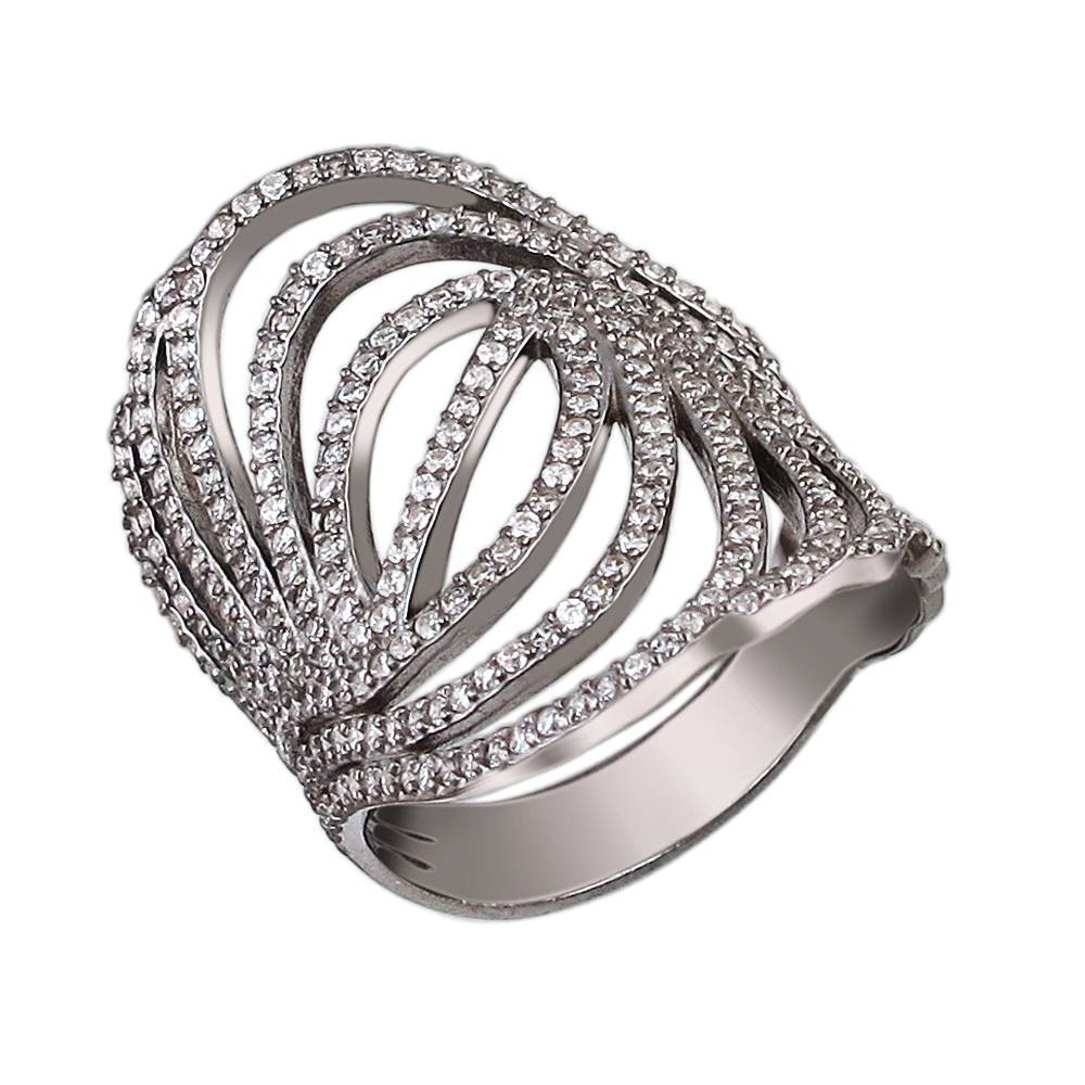 Кольцо из серебра c фианитом 01К1510185Ч фото