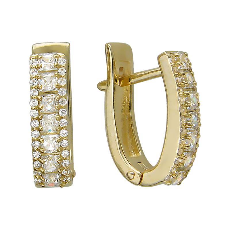 Серьги из желтого золота c фианитом 