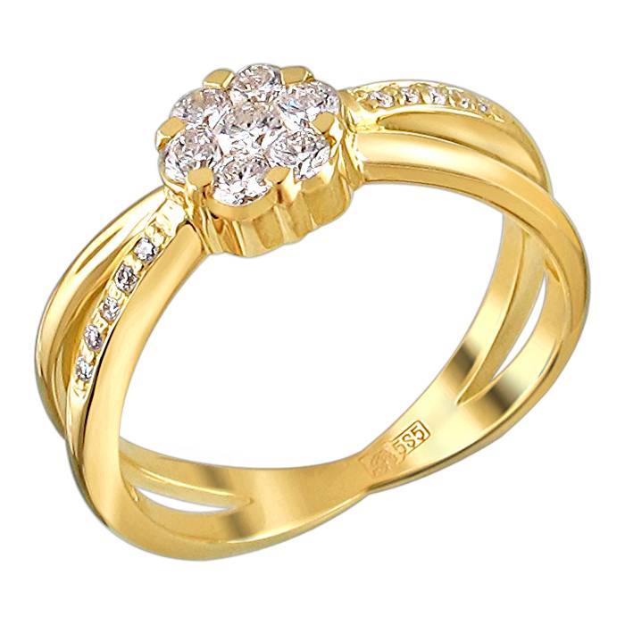 Кольцо из желтого золота c бриллиантом 01К633249Z фото