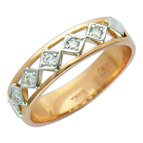 Кольцо из комбинированного золота c бриллиантом 01К664815 фото