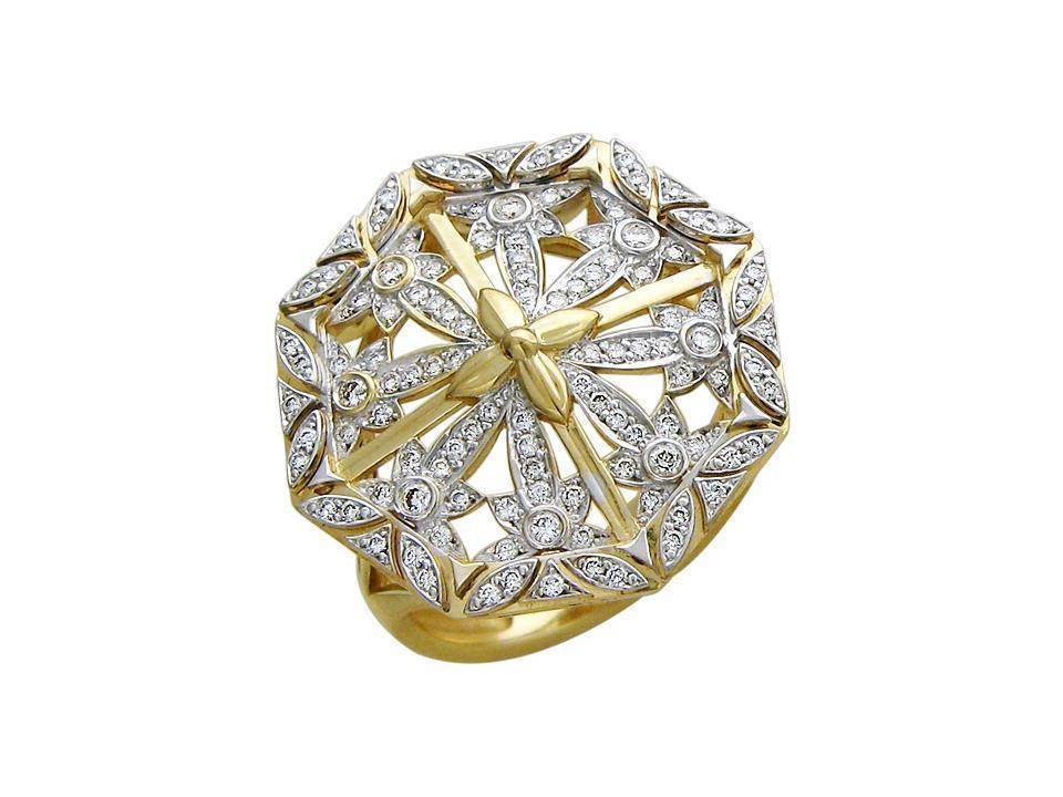 Кольцо из комбинированного золота c бриллиантом 01К685473 фото