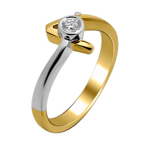 Кольцо из комбинированного золота c бриллиантом 32К660126 фото