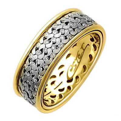 Обручальные кольца крутящиеся из комбинированного золота c бриллиантом 