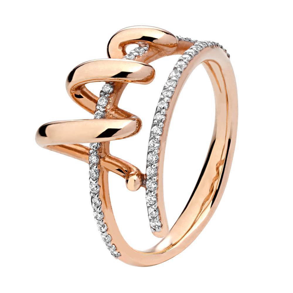 Кольцо из красного золота c фианитом 