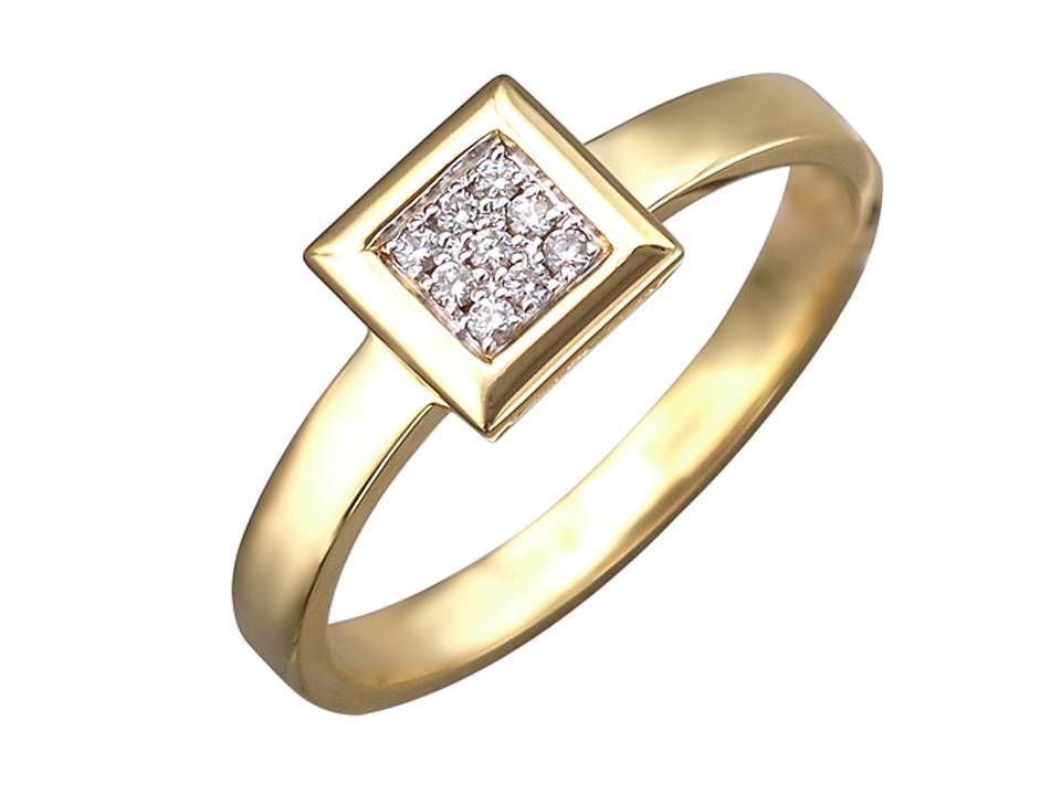 Кольцо из желтого золота c бриллиантом 01К637539 фото