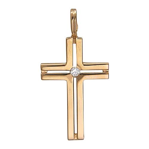 Крест из красного золота c фианитом 01Р110678 фото