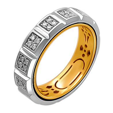 Кольцо из комбинированного золота c бриллиантом 01К683997 фото