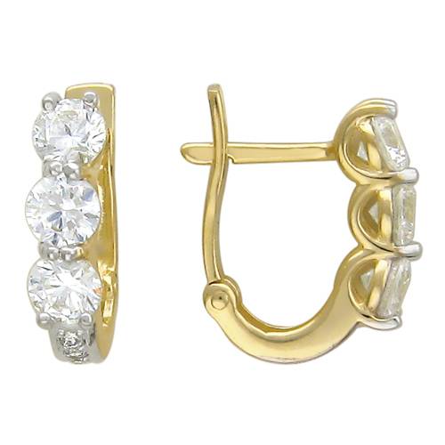 Серьги из желтого золота c фианитом 