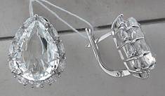 Серьги из серебра c фианитом и кристаллом С22С151182-1