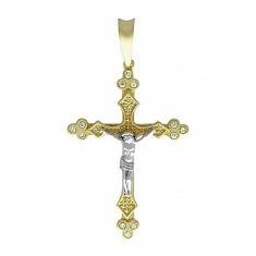 Крест из комбинированного золота c бриллиантом 01Р660606Ж