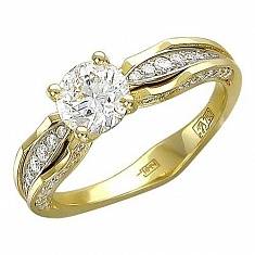 Кольцо из комбинированного золота c бриллиантом 01К686252