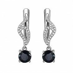 Серьги из серебра c сапфиром и фианитом С27С5500743SP