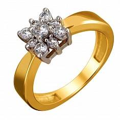 Кольцо из комбинированного золота c фианитом 01К1611729Ж