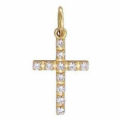 Крест из желтого золота c фианитом 01Р130447