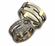 Оригинальные обручальные кольца с бриллиантами В-4-223
