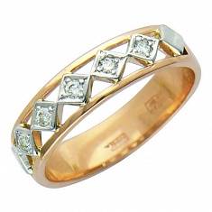 Кольцо из комбинированного золота c бриллиантом 01К664815