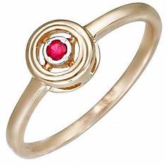 Кольцо из красного золота c рубином 01К517577-1