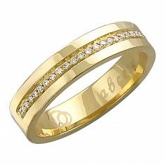 Обручальные кольца из трубы из желтого золота c бриллиантом 01О630229